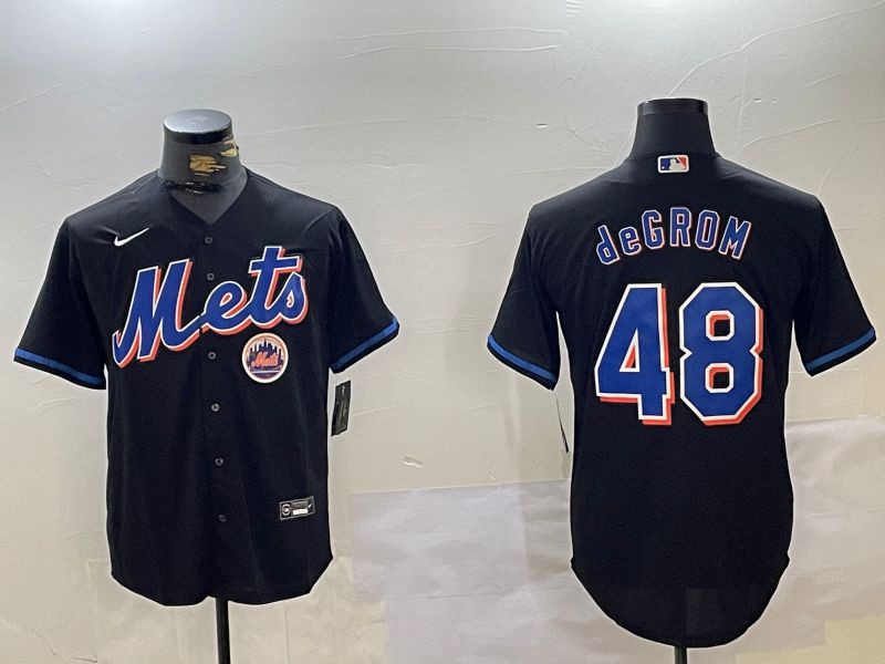 Men New York Mets #48 Degrom Black Game 2024 Nike MLB Jersey style 1